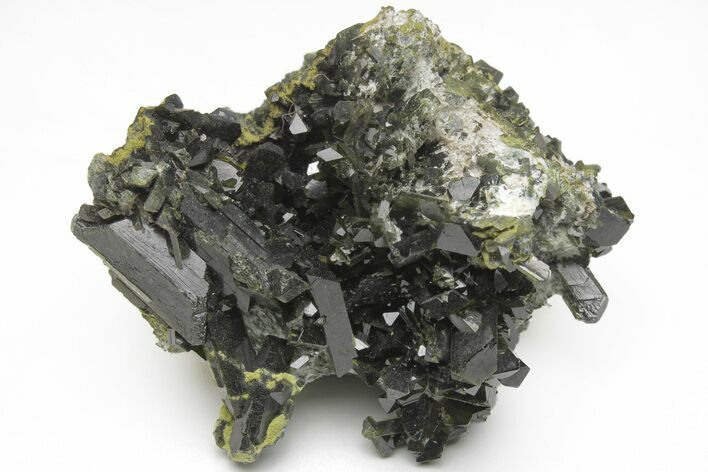 Lustrous, Epidote Crystal Cluster on Actinolite - Pakistan #213441